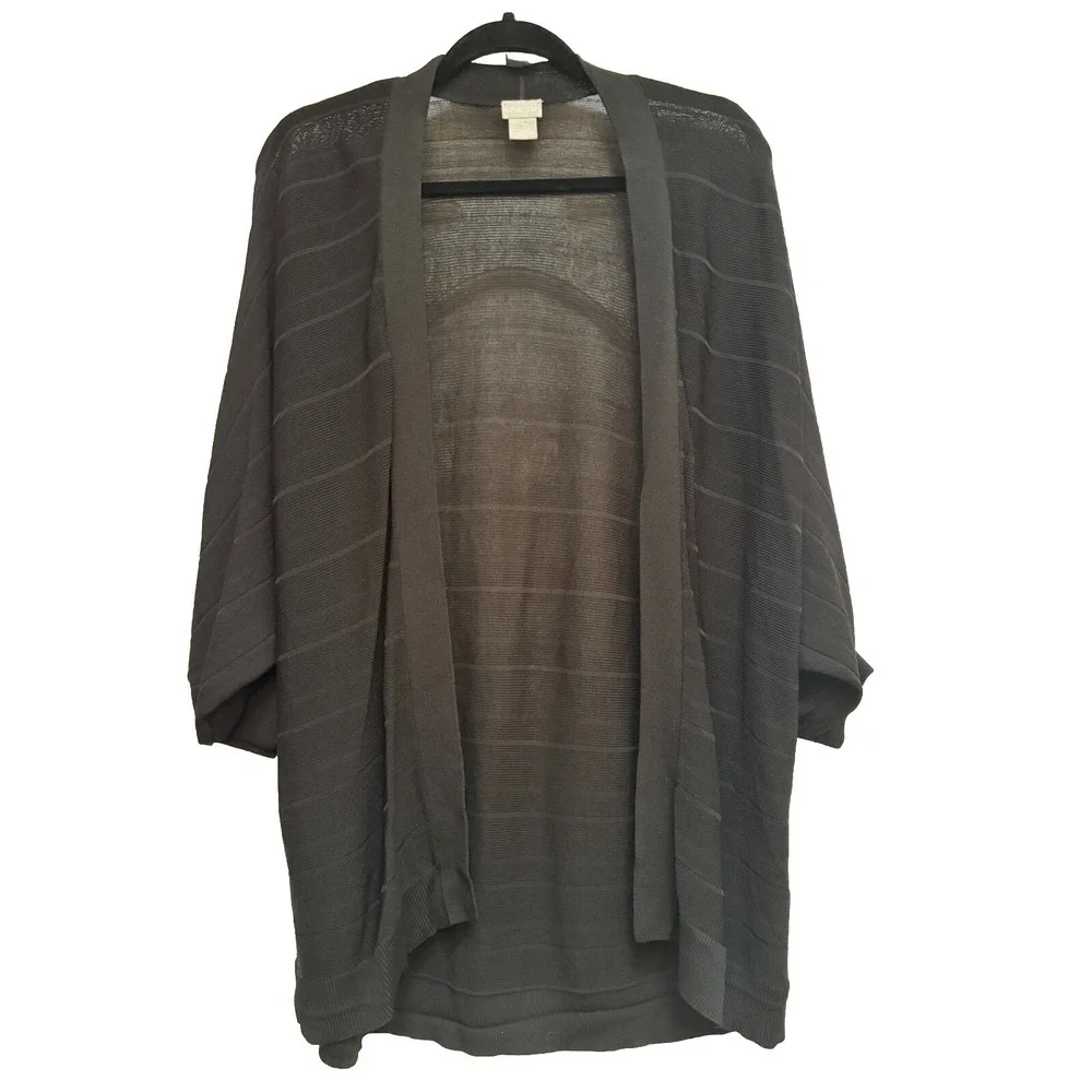 Chico's‎ Size 1 Black Shrug Style Open Kimono Jacket